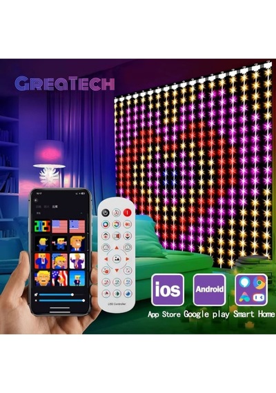Rgb Akıllı Perde Işıkları 400 Led Işıklı Uzaktan Kumanda Hediye