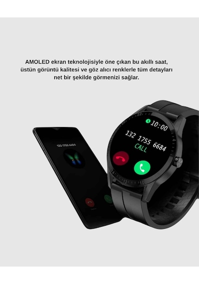 Amoled Ekranlı Smartwatch 3 Kordonlu, Kalp Atış & Uyku Takipli Akıllı Saat