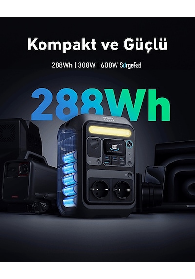 Anker Solix C300x Ac 288wh I 300w 600w Surgepad Taşınabilir Güç Kaynağı - A1723