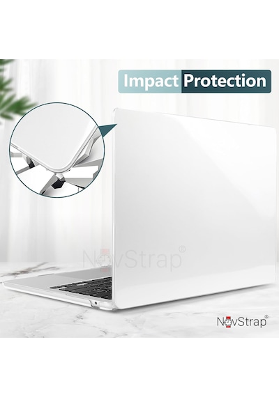 Novstrap Apple Macbook Air 15 İnç A2941 A3114 A3241 Uyumlu Kristal Parlak Kılıf Siyah Klavye Kılıfı Film Şeffaf