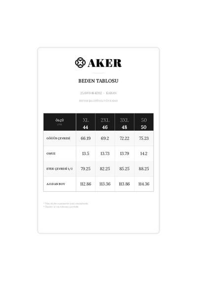 Aker Seyyar Şal Detaylı Yün Kaban Siyah Siyah