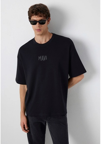 Mavi M0613581-900 Mavi Baskılı T-shirt Erkek Tişort Siyah