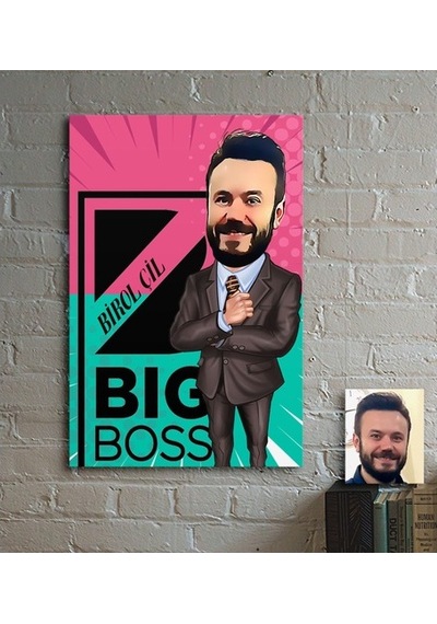 Kişiye Özel Bay Big Boss Karikatür Ahşap Tablo - 1