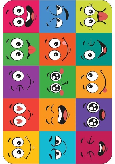Renkli Smiley Banyo Halısı Klozet Takımı Paspas Seti Bs299n11 Çok Renkli