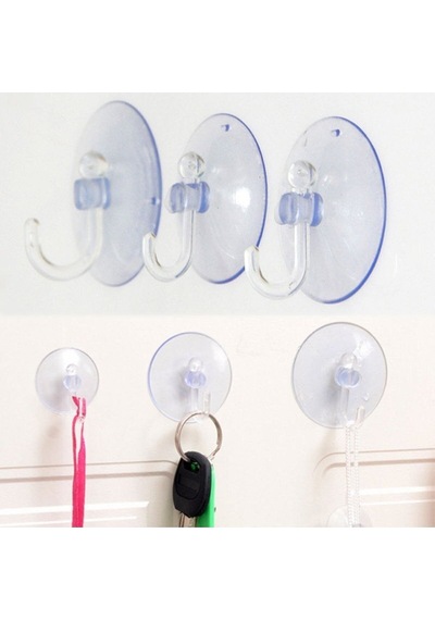 25 Adet Büyük Boy Askılı Vantuz, 4cm Şeffaf Plastik Kancalı Öpücük Vantuz Plastik Cn Diğer
