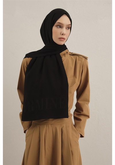 Armine Logo Drop Pamuk İpek Şal 01 Siyah