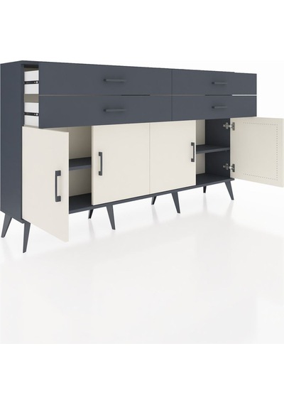 Arges Konsol 2 Raflı 4 Çekmeceli 8 Kapaklı 176x30x99 Antrasit-ayt Antrasit-aytaşı/antrasit Arges Konsol 2 Raflı 4 Çekmeceli 8 Kapaklı 176x30x99 Antrasit-ayt Antrasit-aytaşı/antrasit