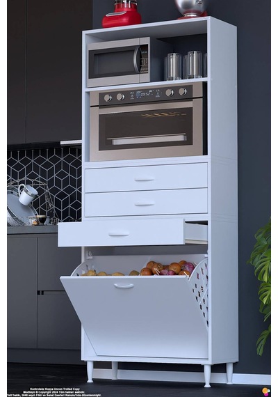Kumsal 70 Cm Fırın Dolabı Beyaz 3 Çekmeceli Sepetli Çok Amaçlı Mutfak Kiler Dolabı 70x194x32 Cm Kumsal 70 Cm Fırın Dolabı Beyaz 3 Çekmeceli Sepetli Çok Amaçlı Mutfak Kiler Dolabı 70x194x32 Cm