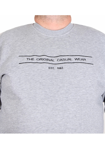 Moc Grande Mocgrande Erkek Büyük Beden Sıfır Yaka 3ip Sweat Original 24203 Grı Melanj Gri Melanj