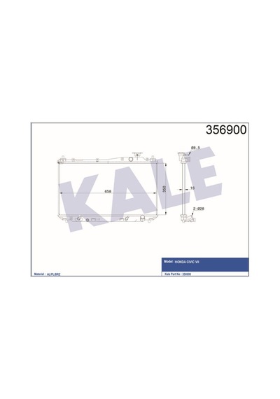 KALE OTO Radyatör 356900 Radyatör Civic Vıı Otomatik Al Pl Brz 350X658X16