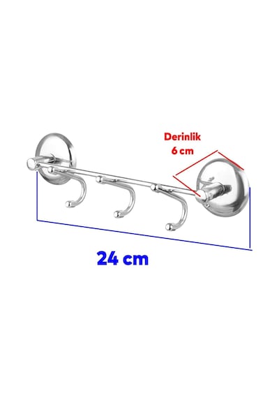 Feyzayapı Banyo Lavabo Vidalı Askılık 3'lü Metal Sağlam Aparat Krom Askılık Elbise Havlu Asma Askı Genel