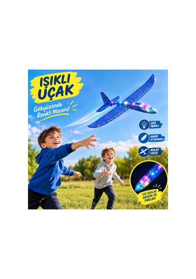 Led Işıklı Köpük Uçak Oyuncak -büyük Boy Hafif Ve Dayanıklı Eva Köpük Kolay Kurulum Açık Hava Çocuk Oyuncağı Mavi - 921717685