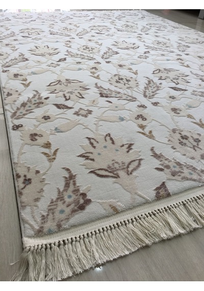 Flora Halı Adonis 0761 B 160X230 Beyaz Turkuaz Vizon 4 M2 Halı !