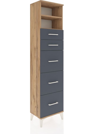 Arges Dolap 2 Raflı 5 Çekmeceli 44x30x182 Çam-antrasit Çam Arges Dolap 2 Raflı 5 Çekmeceli 44x30x182 Çam-antrasit Çam