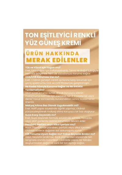 Bade Natural Ton Eşitleyici Renkli Yüz Güneş Kremi SPF50+ 30 ML