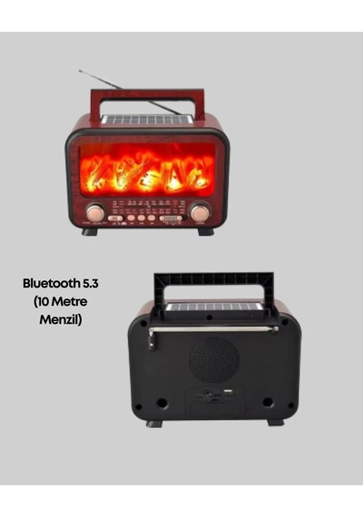 Solar Panelli Alev Işıklı Bluetooth Hoparlör Çoklu Giriş, Uzun Pil Ömrü