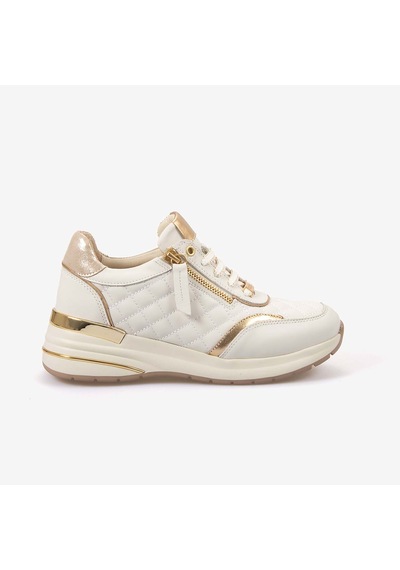 Kemal Tanca Kadın Eva Taban Kapitone Dikiş Bağcıklı Spor & Sneaker Ayakkabı 7100 Krem