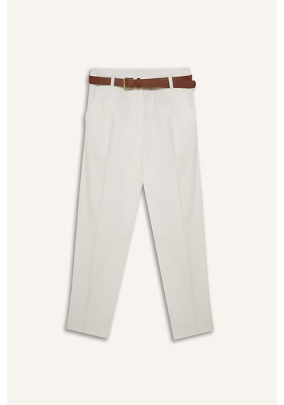DeFacto 	Carrot Fit Gabardin Kumaş Pantolon Kemerli Yüksek Bel Kısa Paça D2732AX25SPWT32