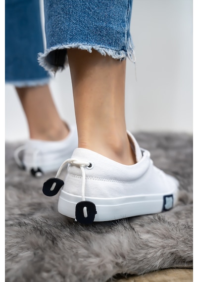 Bartrobel Kadın Erkek Beyaz Keten Sneaker Beyaz