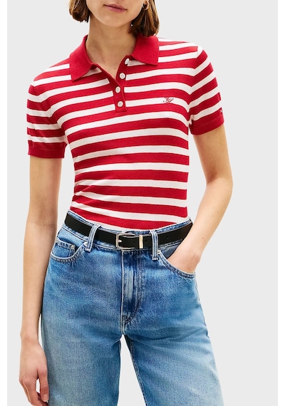 Tommy Hilfiger Çizgili İpek Karışımlı Kısa Kollu Düğmeli Polo Yaka Kazak Bayan Polo Yaka Kazak Ww0ww48503 04w Kırmızı-beyaz Tommy Hilfiger Çizgili İpek Karışımlı Kısa Kollu Düğmeli Polo Yaka Kazak Bayan Polo Yaka Kazak Ww0ww48503 04w Kırmızı-beyaz