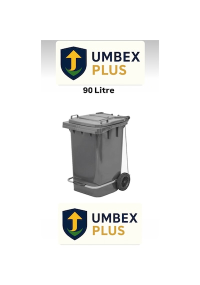 Umbex Tıbbi Atık Plastik Pedallı Çöp Konteyneri 90 Litre Plastik Konteyner - A Isıya Karşı Dayanıklı Gri