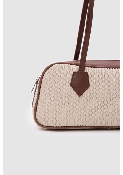 Shule Bags Boheme Hasır Baget Çanta Krem Krem