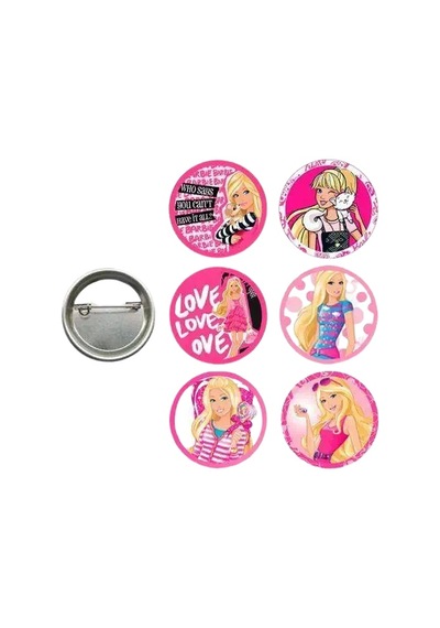 Lisanslı Yaka Çanta Metal Rozeti Barbie Temalı 6lı Paket Pinyata İçi Doğum Günü Hediyesi Diğer
