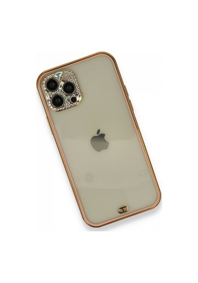 Newface - 817 - İphone 12 Pro Kılıf Liva Taşlı Silikon - Edntrend - - Pembe