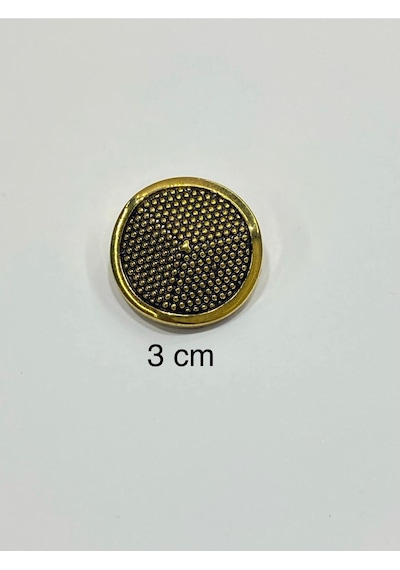 Kaban Manto Düğmesi / Metalize Plastik Düğme / Antik Gold / 3 Cm 6 Lı Set