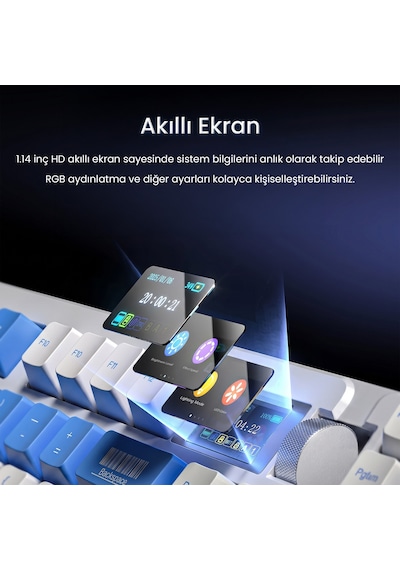 Aula Nova75 Mekanik Rgb Klavye Tkl Star Vector Switch Tri Mode Kablosuz Makrolu Hot Swap Gaming Oyuncu Klavyesi Gri