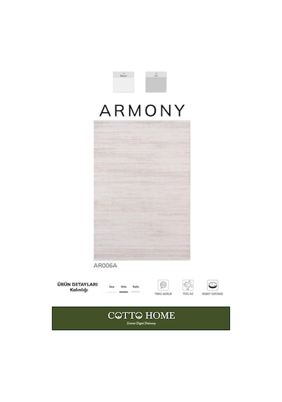 Armony Ar006a Beyaz Halı Bej Detaylı Modern Desen Akrilik Pamuk Taban Tozu Az Salon Halısı Koridor