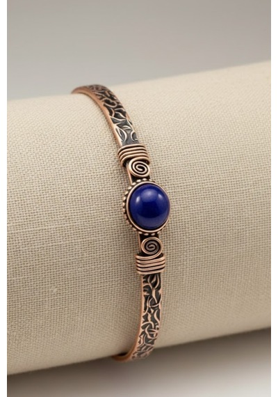 Erkek Bakır Bileklik Doğal Lapis Lazuli Taşı Kadın Kelepçe Bilezik Diğer