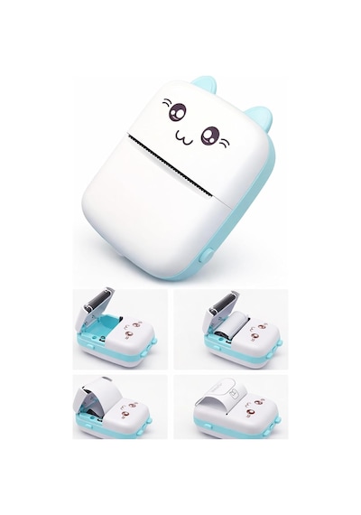 Lexroo Mini Yazıcı Bluetooth Bağlantılı Taşınabilir Termal Yazıcı Siyah Beyaz Çıktı Telefon Uyumlu
