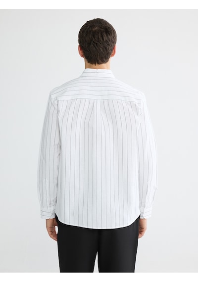 Lcw Vision Beyaz Regular Fit Çizgili Oxford Erkek Gömlek
