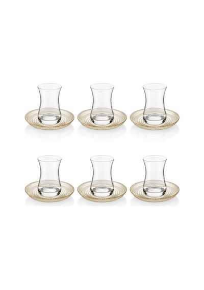 Sarı Lawrence Cam Çay Tabağı Seti, 11,5x2 Cm, 6 Parça, Desenli Diğer