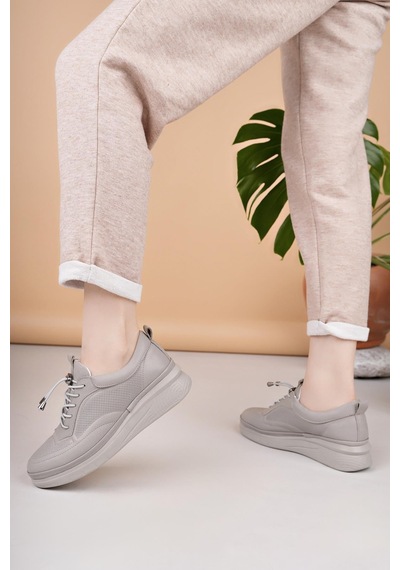 Nesilshoes Modessa 121 Taş Bağcıklı Hakiki Soft Deri Kadın Ayakkabı