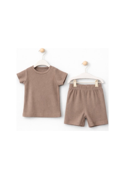 For My Baby Basic Bebek Şortlu Takım Kahverengi1
