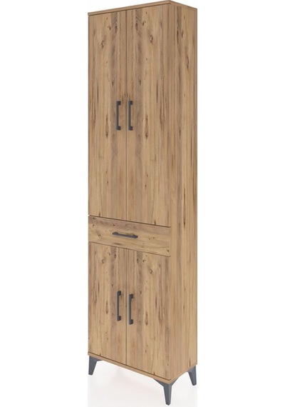 Arges Dolap 4 Raflı Tek Çekmeceli 4 Kapaklı 60x30x221 Çam-çam Çam