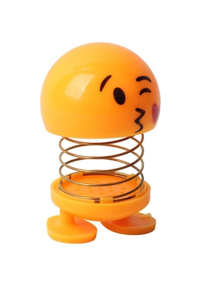 Öpücük Atan Emoji Smile Zıp Zıp Kafa 8 Cm Araba Torpido Süsü Masaüstü Dekoratif Figür Pasta Süsü Emoji