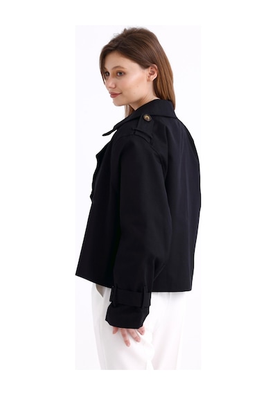 Pastelastore %100 Pamuk Gabardin Astarlı Oversize Geniş Kalıp Kadın Crop Kısa Trençkot 1122 Siyah Pastelastore %100 Pamuk Gabardin Astarlı Oversize Geniş Kalıp Kadın Crop Kısa Trençkot 1122 Siyah