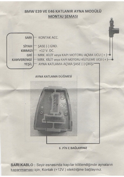 Bmw E39 ve E46 Uyumlu Katlanır Ayna Modülü
