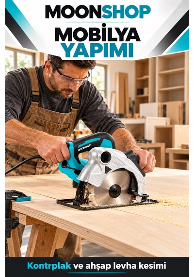 Moon Shop Pro Seri Lazerli Bakır Sargılı Metal Şanzuman Sunta Kesme Daire Testere Makinesi 185 MM