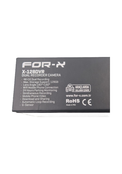 For-x 2 Kameralı 4k Araç Ön Ve Arka Kayıt Kamerası , For-x X-128dvr 4k Araç Ön Ve Arka Kamera Siyah