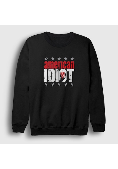 Presmono Unisex American Idiot V3 Green Day Sweatshirt Siyah