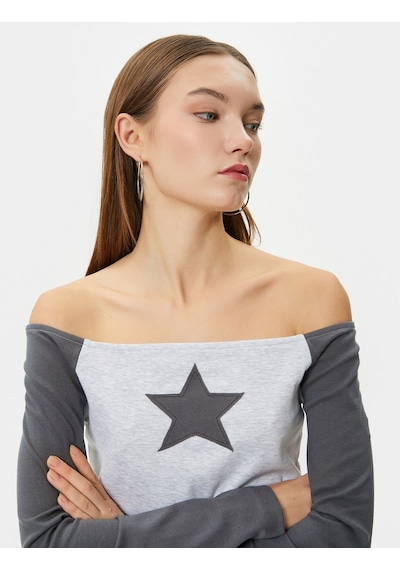 Koton Kayık Yaka Tişört Uzun Kollu Renk Bloklu Yıldız Aplike Detaylı Slim Fit Gri Melanj 4sal10500ık 4SAL10500IKGRM Gri Melanj Koton Kayık Yaka Tişört Uzun Kollu Renk Bloklu Yıldız Aplike Detaylı Slim Fit Gri Melanj 4sal10500ık 4SAL10500IKGRM Gri Melanj