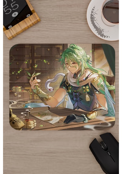 Baizhu Genshin Impact Anime Gacha V1 - 22x18 Gaming Mouse Pad Fare Altlığı