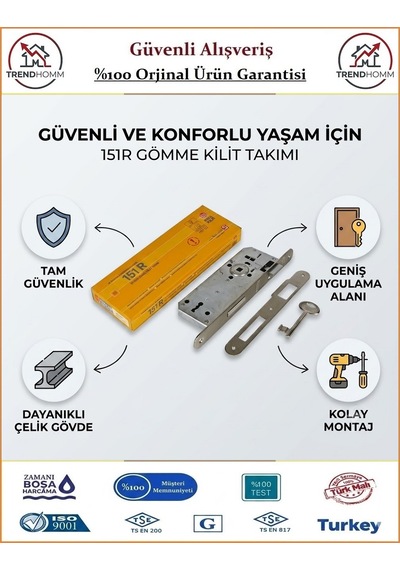 Kale İç Kapı Kilidi - Gömme Oval 40mm - Nikel Oda
