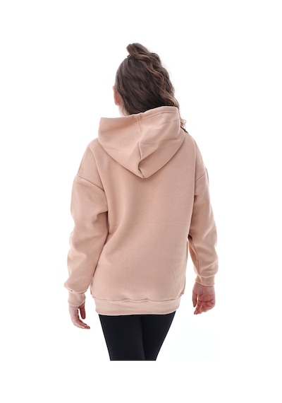Unisex Çocuk Kapüşonlu Sweatshirt Rahat Günlük Spor Giyim Oversize Model Krem Renkli Bej