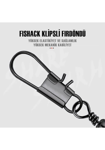 Fishack Paslanmaz Klipsli Fırdöndü Füme No: 8 12 Li