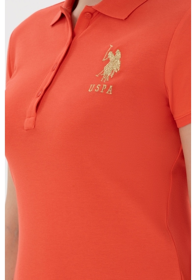 U.S. Polo Assn. Kadın Nar Çiçeği Polo Yaka Mini Boy Örme Elbise 50280069-VR039